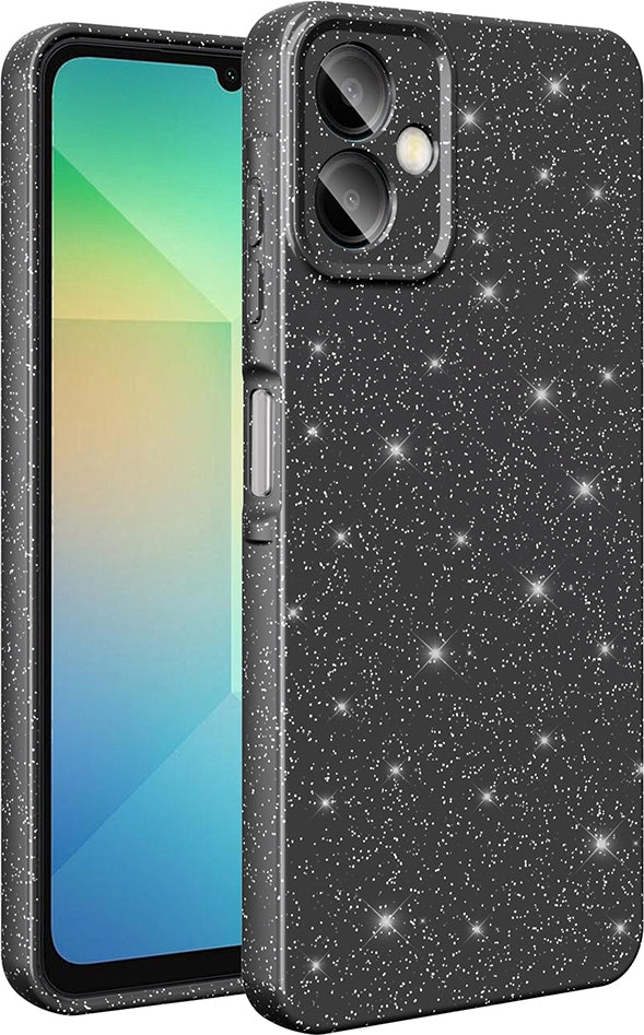 Rengareng Galaxy A07 Kılıf Kamera Korumalı Simli Lüks Zore Koton Kapak - Siyah