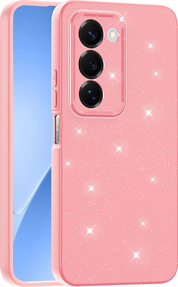 Rengareng Redmi 15 Kılıf Kamera Korumalı Simli Lüks Zore Koton Kapak - Açık Pembe