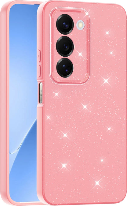 Rengareng Redmi 15 Kılıf Kamera Korumalı Simli Lüks Zore Koton Kapak - Açık Pembe