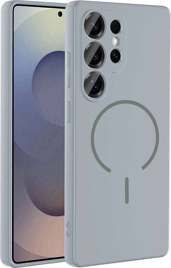 Rengareng Galaxy S24 Ulta Kılıf M-Safe Şarj Özellikli Zore Meta Kapak - Titanyum-Gri