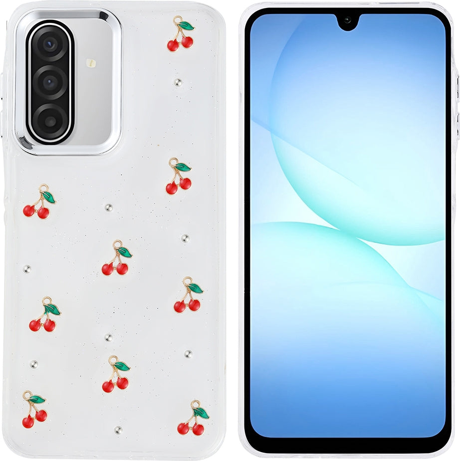 Rengareng Galaxy A17 Kılıf Airbag Tasarımlı Simli Şeffaf Zore Kutup Kapak - Kiraz
