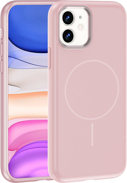 Rengareng iPhone 11 Kılıf M-Safe Şarj Özellikli Metal Kamera Çerçeveli Zore Edi Silikon Kapak - Rose Gold