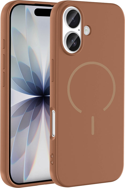 Rengareng iPhone 17 Kılıf M-Safe Şarj Özellikli Zore Meta Kapak - Kahverengi