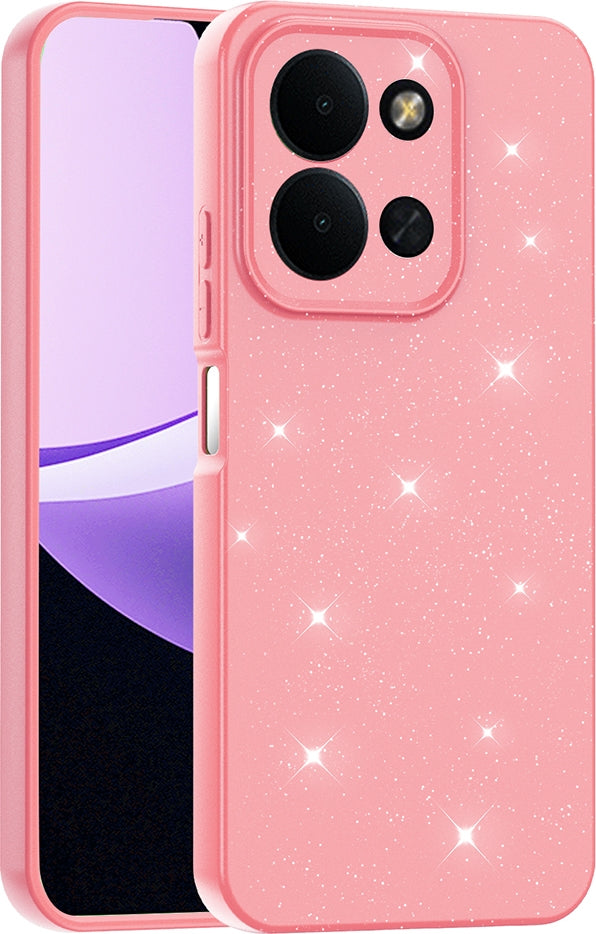 Rengareng Redmi 15C Kılıf Kamera Korumalı Simli Lüks Zore Koton Kapak - Açık Pembe