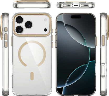 Rengareng iPhone 17 Pro Max Kılıf M-Safe Şarj Özellikli Airbagli Kamera Standlı Zore Azor Kapak - Turuncu