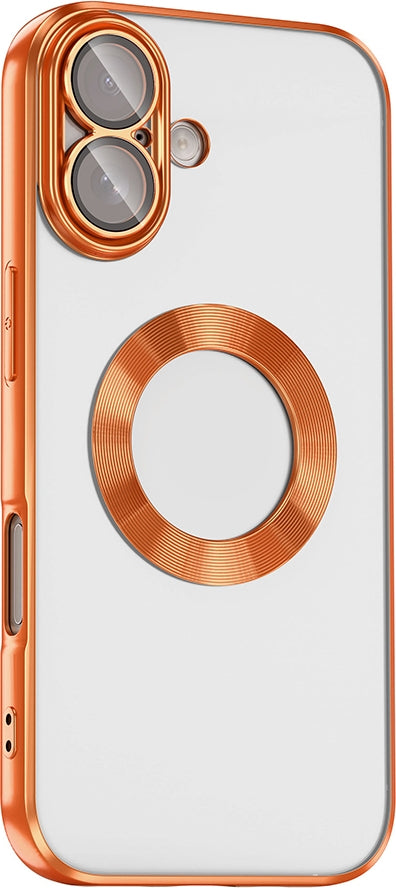 Rengareng iPhone 17 Kılıf Kamera Korumalı Logo Gösteren Zore Omega Kapak - Turuncu