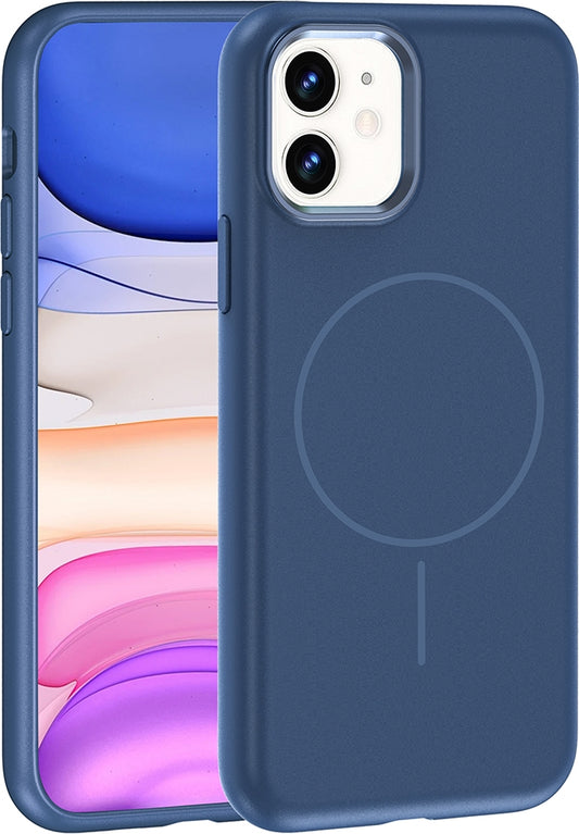 Rengareng iPhone 11 Kılıf M-Safe Şarj Özellikli Metal Kamera Çerçeveli Zore Edi Silikon Kapak - Lacivert