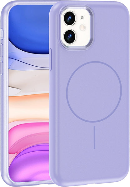Rengareng iPhone 11 Kılıf M-Safe Şarj Özellikli Metal Kamera Çerçeveli Zore Edi Silikon Kapak - Lila