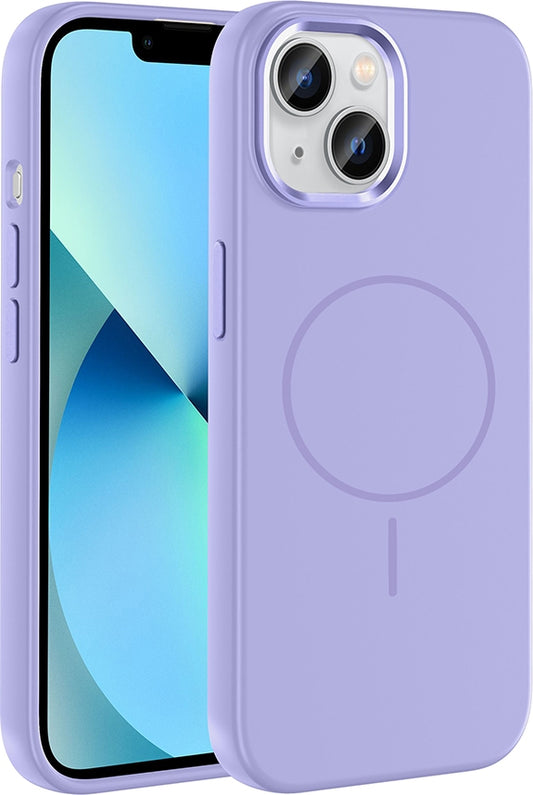 Rengareng iPhone 15 Kılıf M-Safe Şarj Özellikli Metal Kamera Çerçeveli Zore Edi Silikon Kapak - Lila