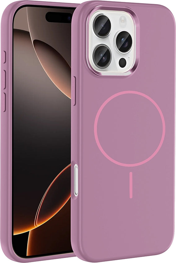 Rengareng iPhone 16 Pro Kılıf M-Safe Şarj Özellikli Metal Kamera Çerçeveli Zore Edi Silikon Kapak - Titanyum-G
