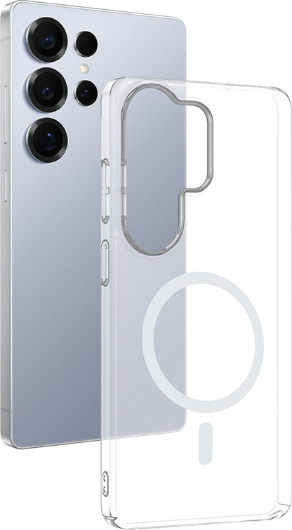 Rengareng Galaxy S26 Ultra Kamera Korumalı M-Safe Şarj Özellikli Şeffaf Zore London Sert Pc Kapak - Şeffaf