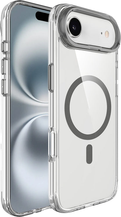 Rengareng iPhone 17 Air Kılıf M-Safe Şarj Özellikli Airbagli Kamera Standlı Zore Azor Kapak - Koyu Gri