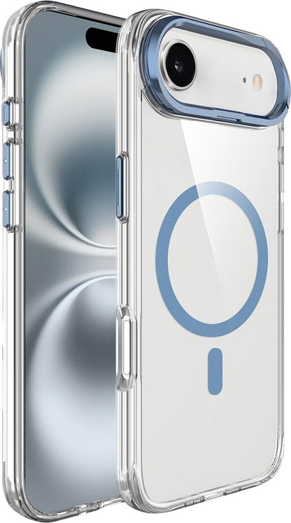Rengareng iPhone 17 Air Kılıf M-Safe Şarj Özellikli Airbagli Kamera Standlı Zore Azor Kapak - Koyu Gri