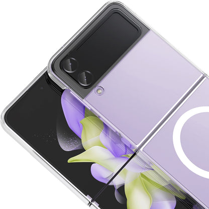 Rengareng Galaxy Z Flip 4 Kamera Korumalı M-Safe Şarj Özellikli Şeffaf Zore London Sert Pc Kapak - Şeffaf