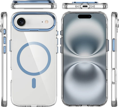 Rengareng iPhone 17 Air Kılıf M-Safe Şarj Özellikli Airbagli Kamera Standlı Zore Azor Kapak - Gold