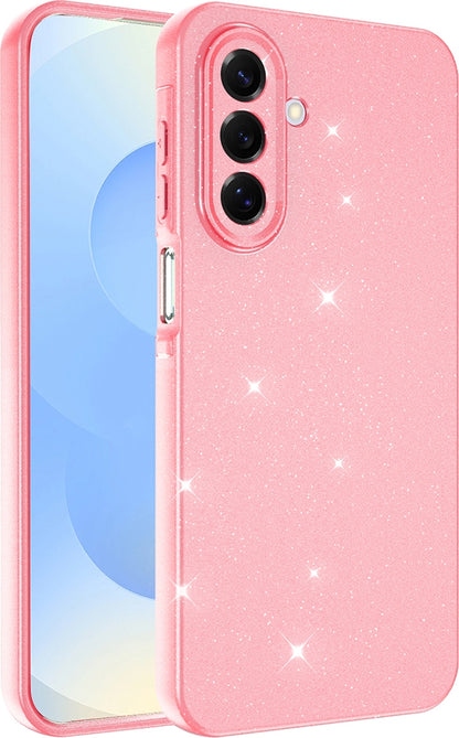 Rengareng Galaxy A17 Kılıf Kamera Korumalı Simli Lüks Zore Koton Kapak - Açık Pembe