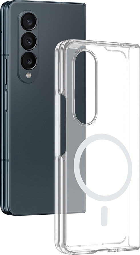 Rengareng Galaxy Z Fold 4 Kamera Korumalı M-Safe Şarj Özellikli Şeffaf Zore London Sert Pc Kapak - Şeffaf