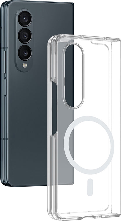 Rengareng Galaxy Z Fold 4 Kamera Korumalı M-Safe Şarj Özellikli Şeffaf Zore London Sert Pc Kapak - Şeffaf