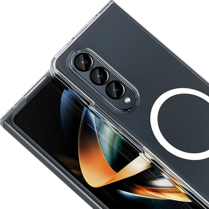Rengareng Galaxy Z Fold 4 Kamera Korumalı M-Safe Şarj Özellikli Şeffaf Zore London Sert Pc Kapak - Şeffaf