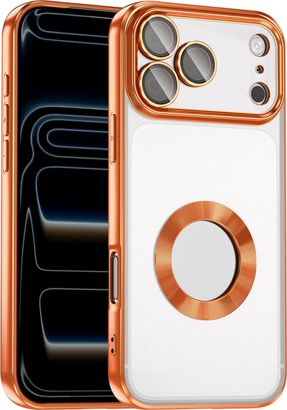 Rengareng iPhone 17 Pro Max Kılıf Kamera Korumalı Logo Gösteren Zore Omega Kapak - Turuncu