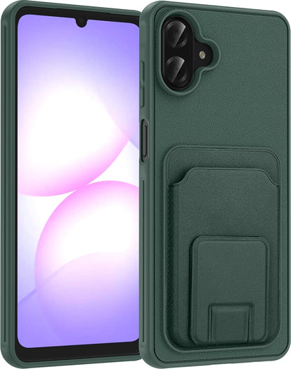 Rengareng Galaxy A07 Kılıf Kartlıklı Tpu Zore Bikart Kapak - Koyu Yeşil