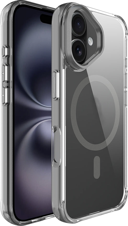 Rengareng iPhone 17 Kılıf M-Safe Şarj Özellikli Airbagli Kamera Standlı Zore Azor Kapak - Koyu Gri