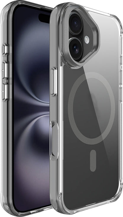 Rengareng iPhone 17 Kılıf M-Safe Şarj Özellikli Airbagli Kamera Standlı Zore Azor Kapak - Koyu Gri