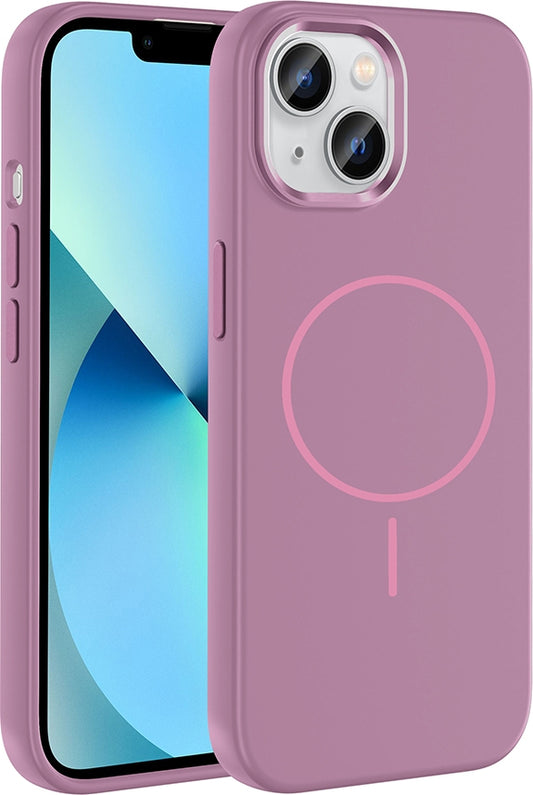 Rengareng iPhone 15 Kılıf M-Safe Şarj Özellikli Metal Kamera Çerçeveli Zore Edi Silikon Kapak - Mor