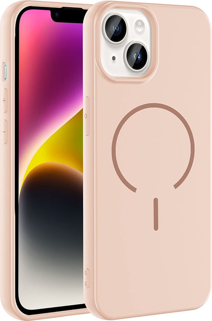 Rengareng iPhone 13 Kılıf M-Safe Şarj Özellikli Zore Meta Kapak - Rose Pembe