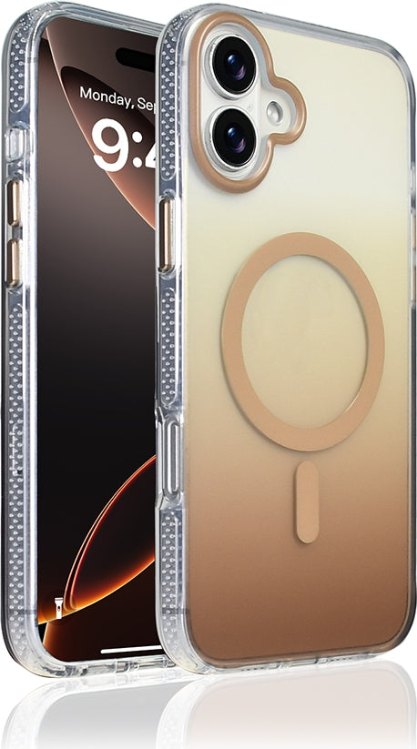 Rengareng iPhone 16 Plus Kılıf M-Safe Şarj Özellikli Transparan Renk Geçişli Zore Toros Kapak - Mavi