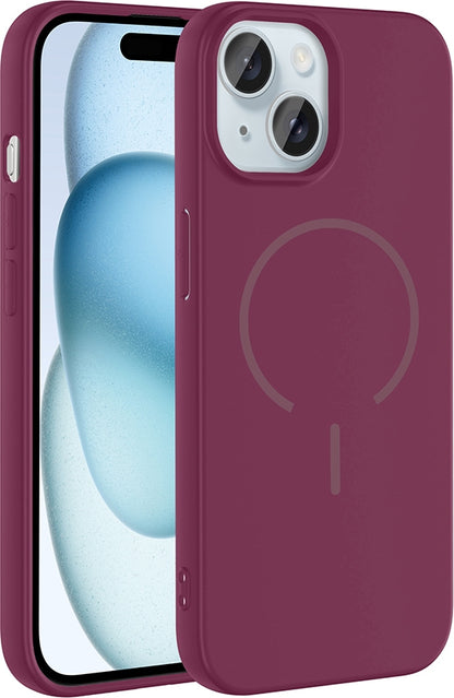 Rengareng iPhone 15 Kılıf M-Safe Şarj Özellikli Zore Meta Kapak - Mürdüm