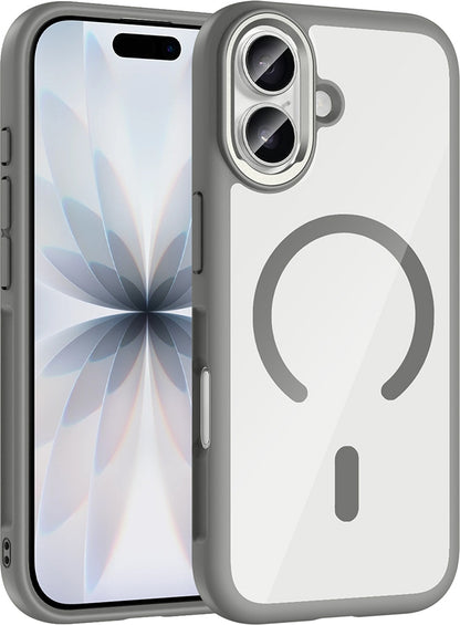 Rengareng iPhone 17 Kılıf M-Safe Şarj Özellikli Metal Kamera Çerçeveli Zore Tiko Kapak - Gri