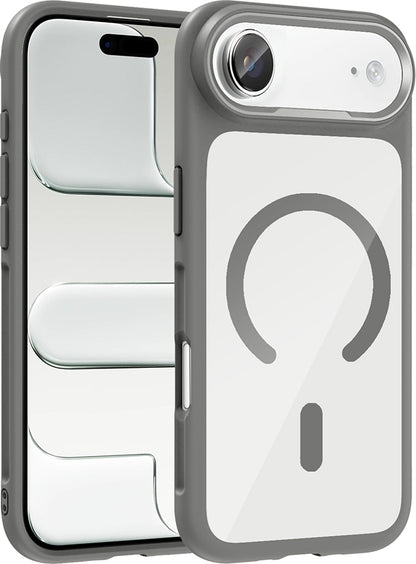 Rengareng iPhone 17 Air Kılıf M-Safe Şarj Özellikli Metal Kamera Çerçeveli Zore Tiko Kapak - Gri