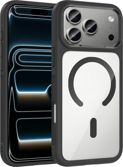Rengareng iPhone 17 Pro Max Kılıf M-Safe Şarj Özellikli Metal Kamera Çerçeveli Zore Tiko Kapak - Siyah