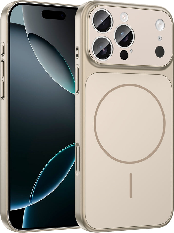 Rengareng iPhone 14 Pro Kılıf Zore M-Safe Şarj Özellikli Kamera Korumalı Formen Kapak - Gold