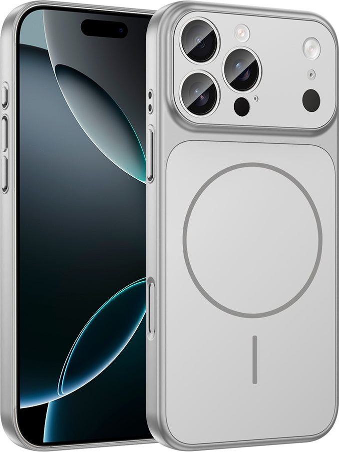 Rengareng iPhone 15 Pro Kılıf Zore M-Safe Şarj Özellikli Kamera Korumalı Formen Kapak - Gümüş