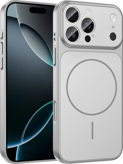 Rengareng iPhone 15 Pro Kılıf Zore M-Safe Şarj Özellikli Kamera Korumalı Formen Kapak - Gümüş
