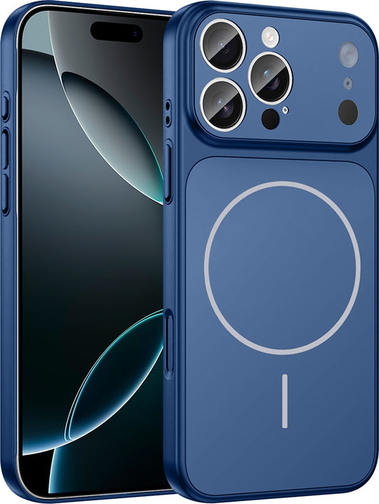 Rengareng iPhone 15 Pro Kılıf Zore M-Safe Şarj Özellikli Kamera Korumalı Formen Kapak - Mavi