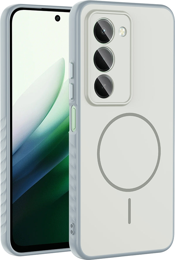 Rengareng Redmi 15 Kılıf M-Safe Şarj Özellikli Zore Tea Kapak - Gümüş