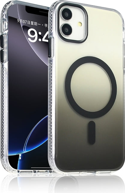 Rengareng iPhone 11 Kılıf M-Safe Şarj Özellikli Transparan Renk Geçişli Zore Toros Kapak - Siyah