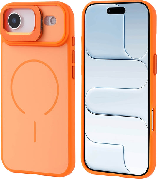 Rengareng iPhone 17 Air Kılıf M-Safe Şarj Özellikli Kamera Standlı Zore Notron Kapak - Turuncu