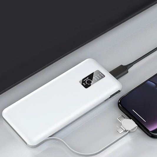 Rengareng Beyaz Pw-05 Hızlı LED Göstergeli Micro Lightning Type-C Kablolu Taşınabilir Powerbank 10000MAH