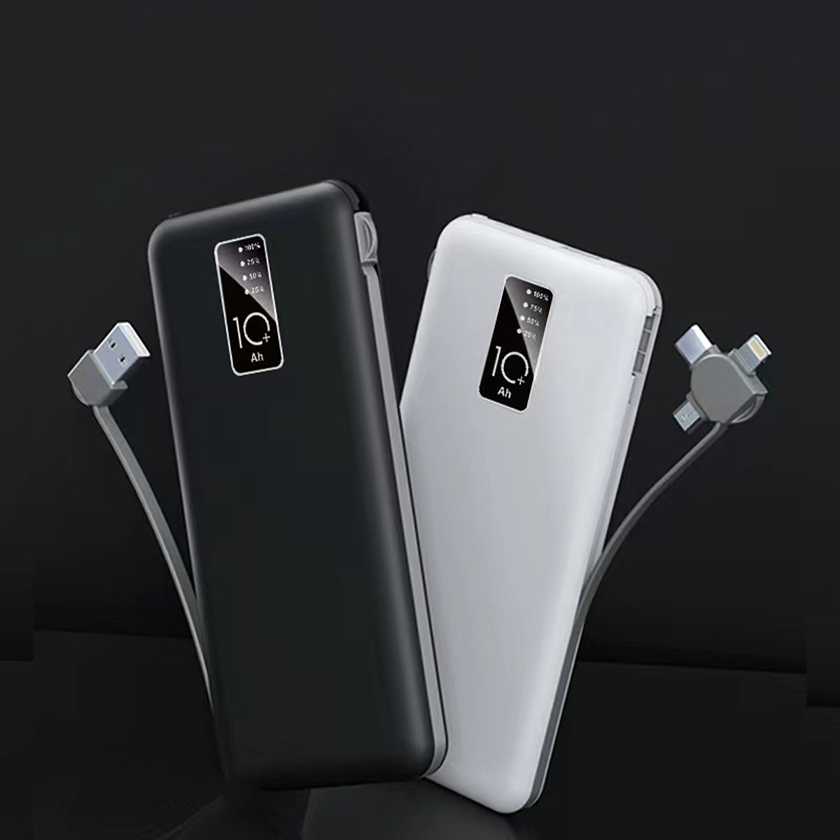 Rengareng Beyaz Pw-05 Hızlı LED Göstergeli Micro Lightning Type-C Kablolu Taşınabilir Powerbank 10000MAH