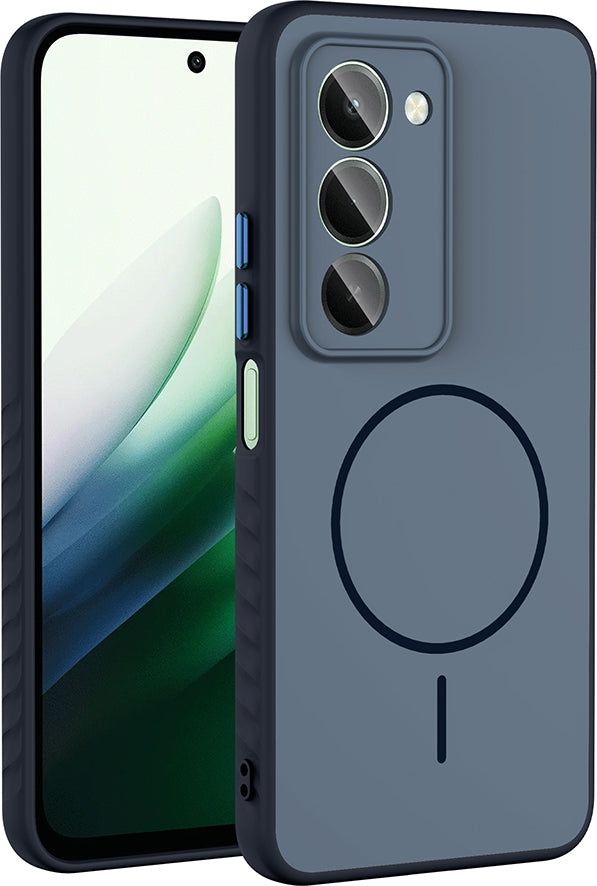 Rengareng Redmi 15 Kılıf M-Safe Şarj Özellikli Zore Tea Kapak - Lacivert