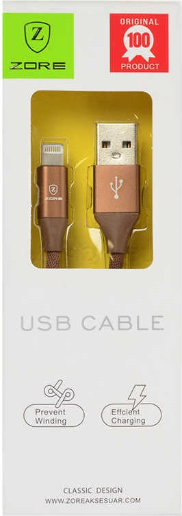 Rengareng Kahverengi Metal Uçlu Lightning USB Kablo