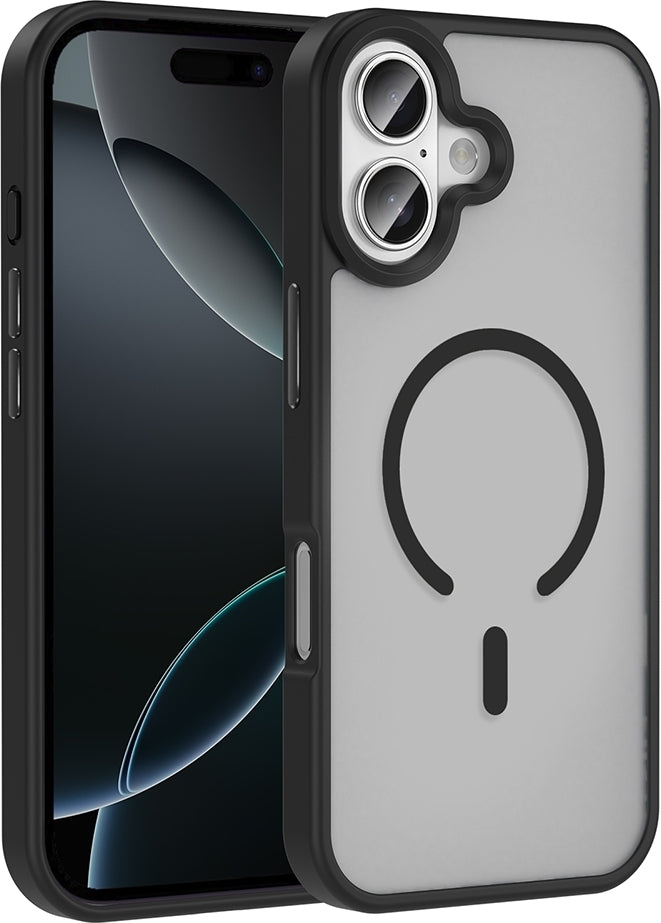 Rengareng iPhone 17 Kılıf M-Safe Şarj Özellikli Mat Arka Yüzey Mnc Sio Kapak - Siyah