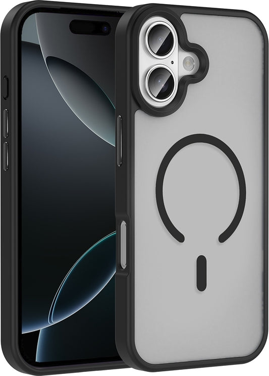 Rengareng iPhone 17 Kılıf M-Safe Şarj Özellikli Mat Arka Yüzey Mnc Sio Kapak - Siyah