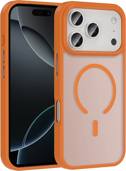 Rengareng iPhone 17 Pro Max Kılıf M-Safe Şarj Özellikli Mat Arka Yüzey Mnc Sio Kapak - Turuncu