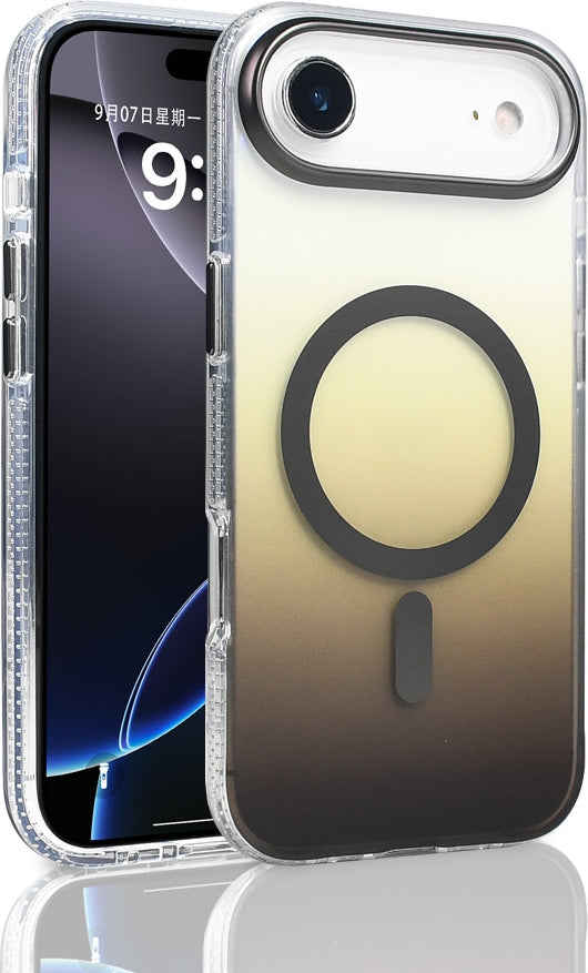Rengareng iPhone 17 Air Kılıf M-Safe Şarj Özellikli Transparan Renk Geçişli Mnc Toros Kapak - Gri