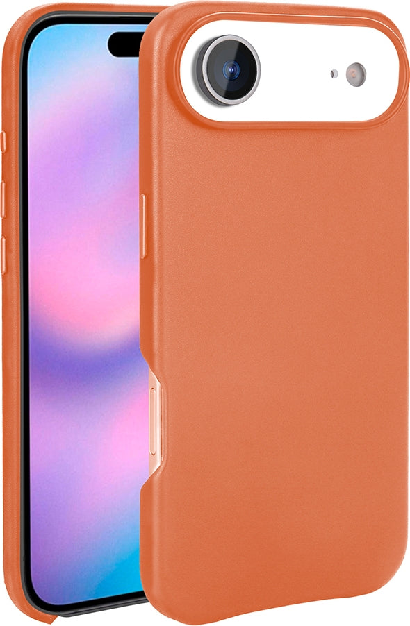 Rengareng iPhone 17 Air Kılıf M-Safe Şarj Özellikli Pu Deri Görünümlü Mnc Kupra Kapak - Turuncu